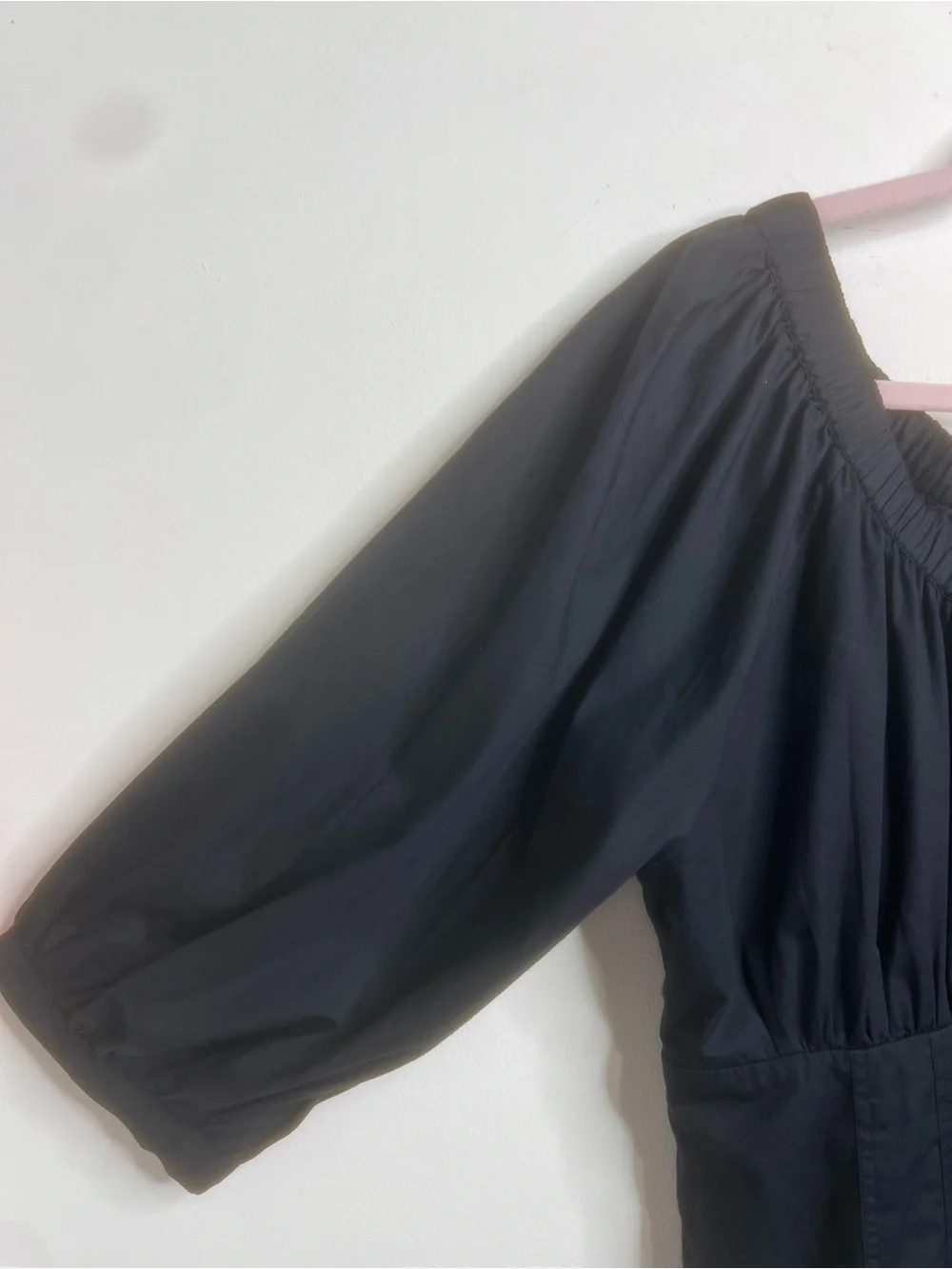 Free People Smocked Teagan Top Puff Sleeves in Black NWT Size Large